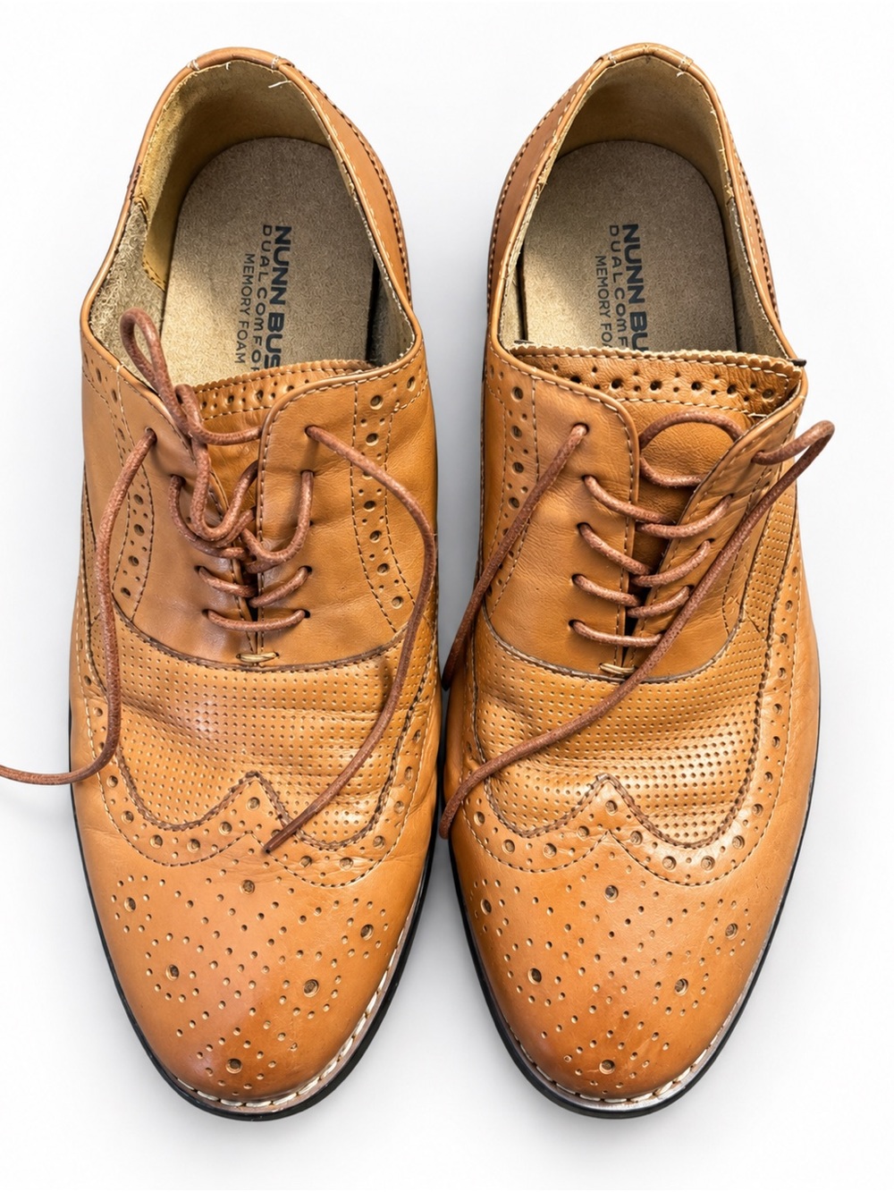 Nunn Bush Men’s Tan Leather Wingtip Oxford Dress Shoes – Size 8.5 M